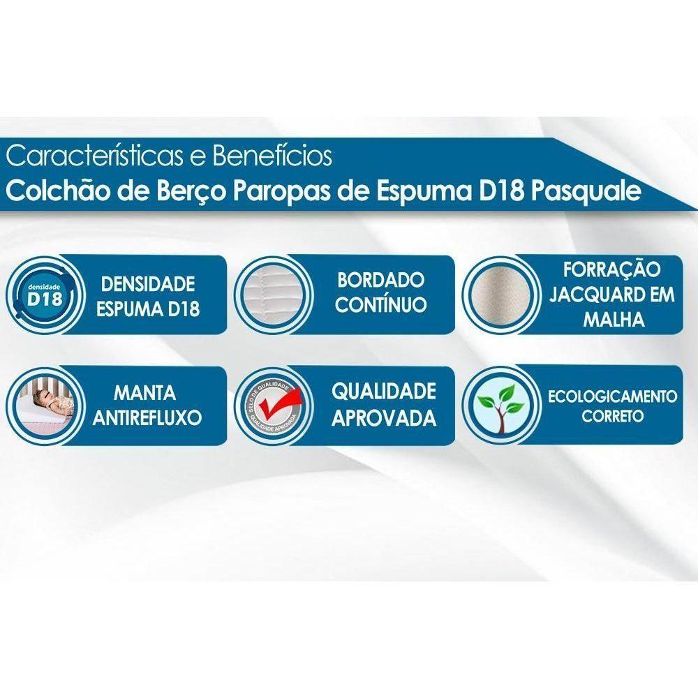 Colchão p/Berço D18 Pasquale Rampa Anti-Refluxo Infantil - 70x150x10 - Paropas - 3