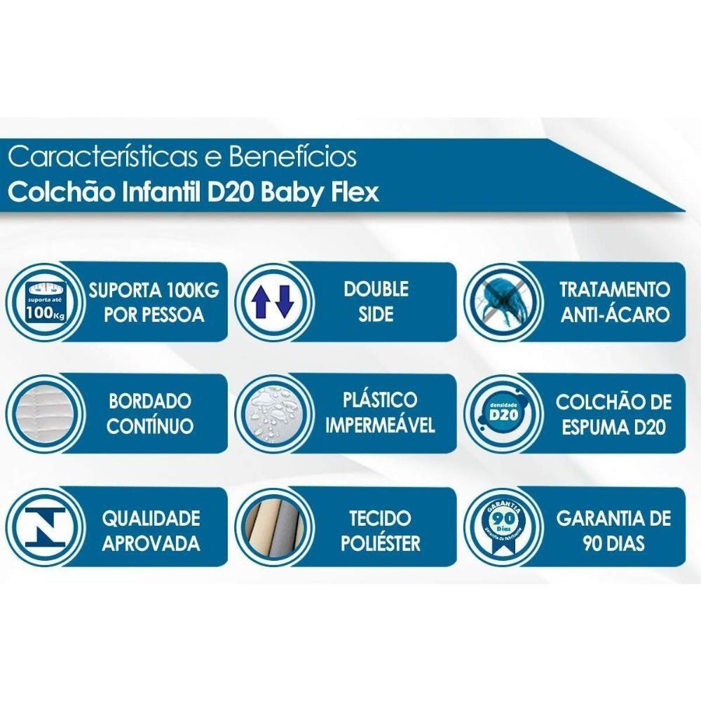 Colchão p/Berço D20 Baby Flex Infantil - 60x130x10 - Orthoflex - 4