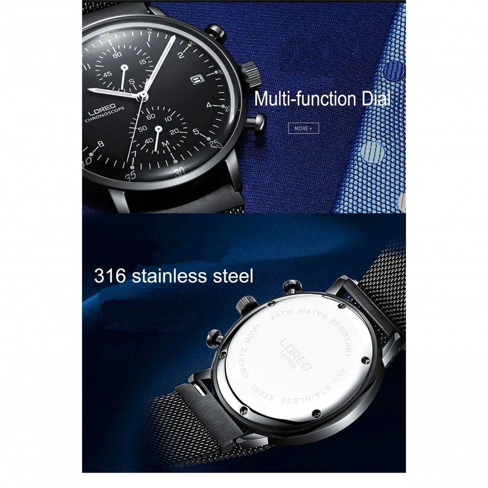 Relógio Masculino Loreo 6112 à Prova D' água Prata - 3