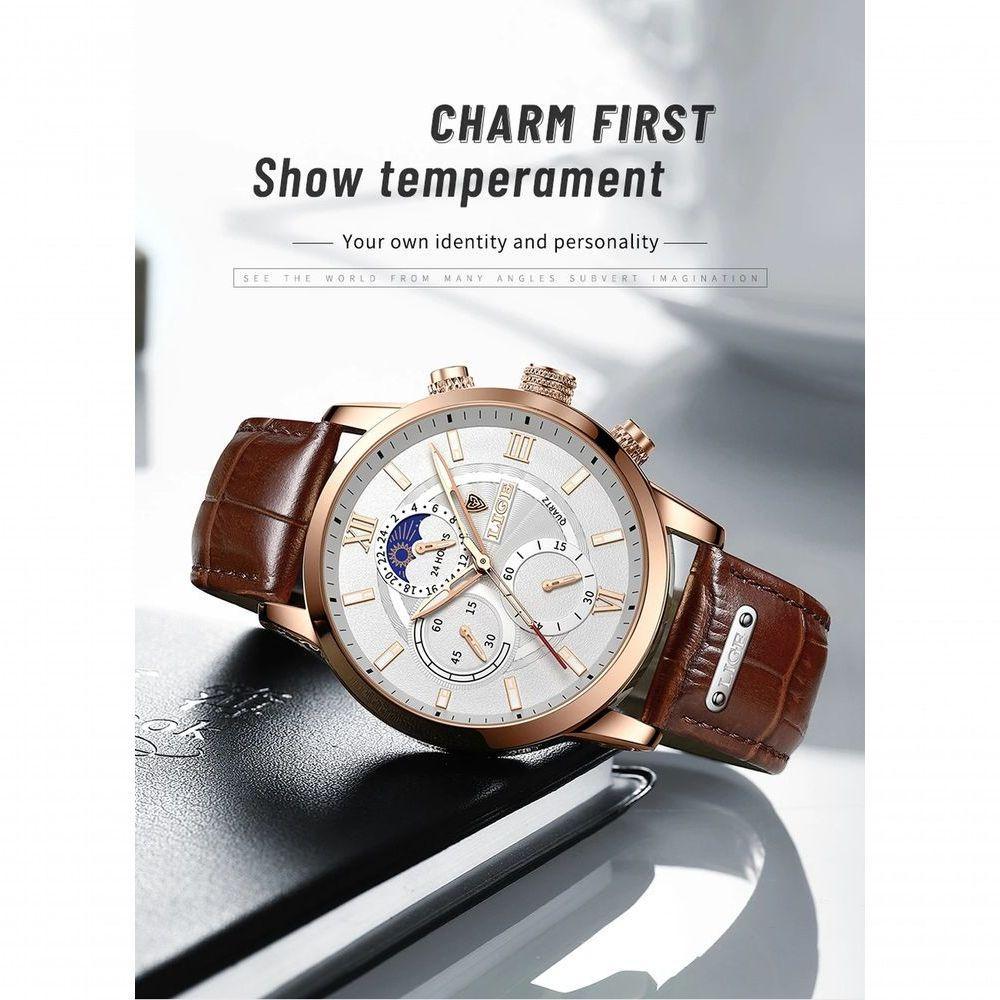 Relógio Masculino Lige 8932 à Prova D'água Preto - 4