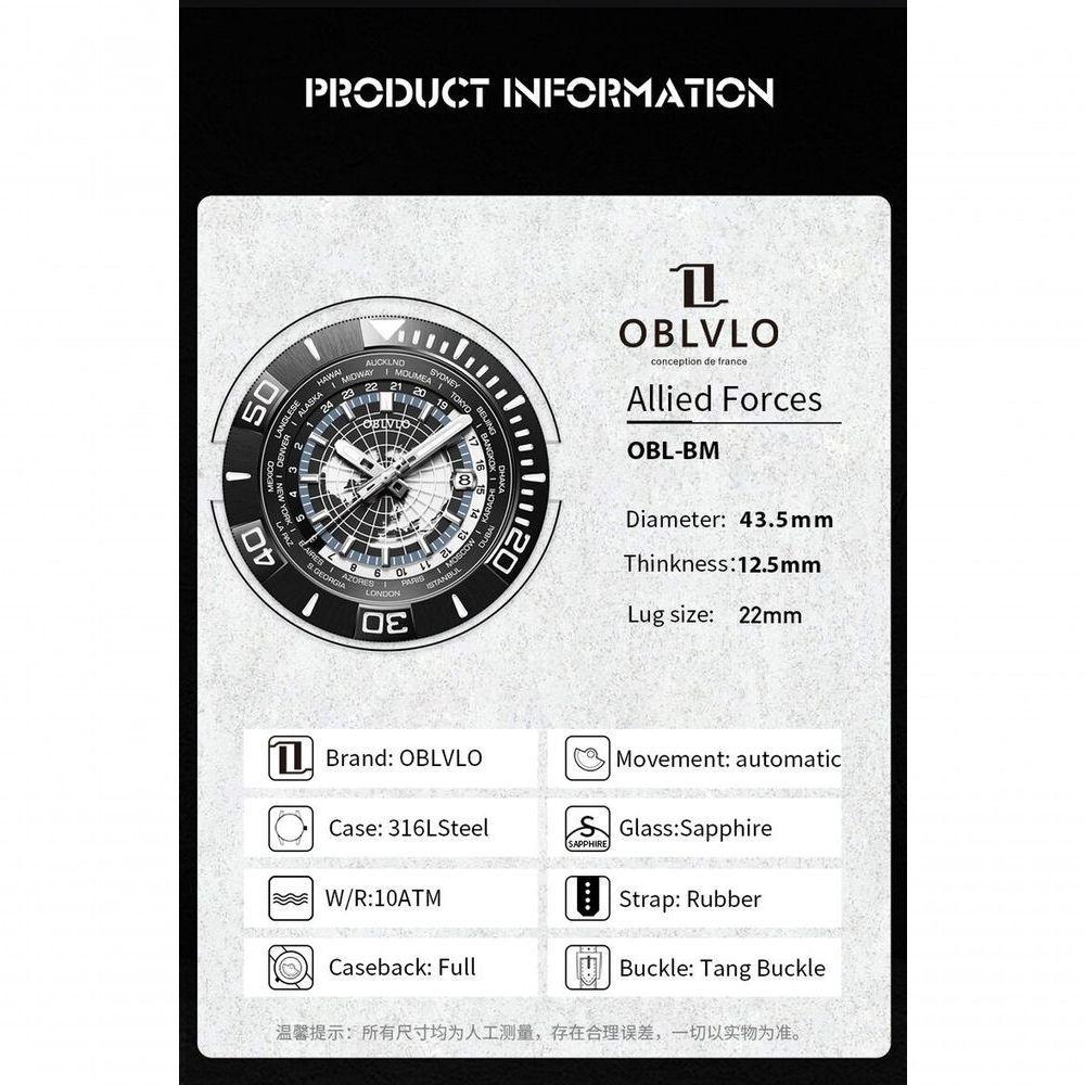 Relógio Masculino Reef Tiger Obl-bm à Prova D'água Preto - 2