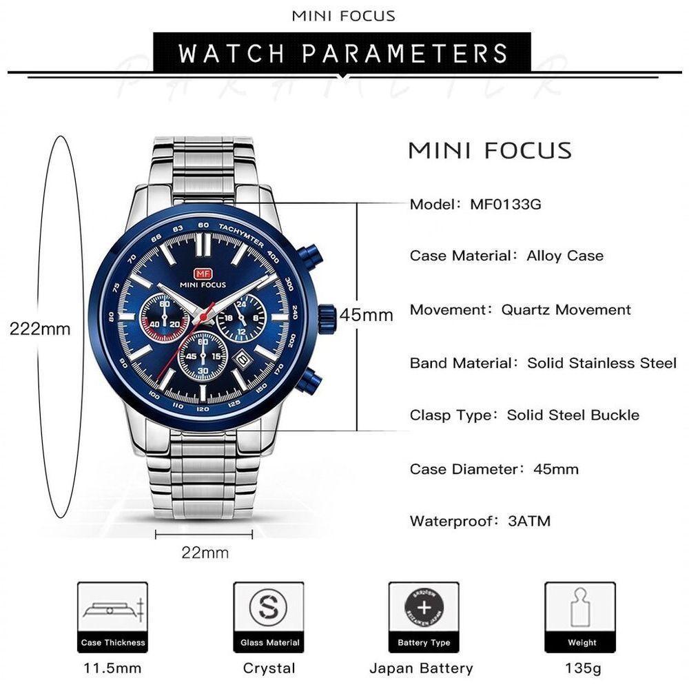 Relógio Masculino Mini Focus Mf0133g à Prova D'água Azul - 2