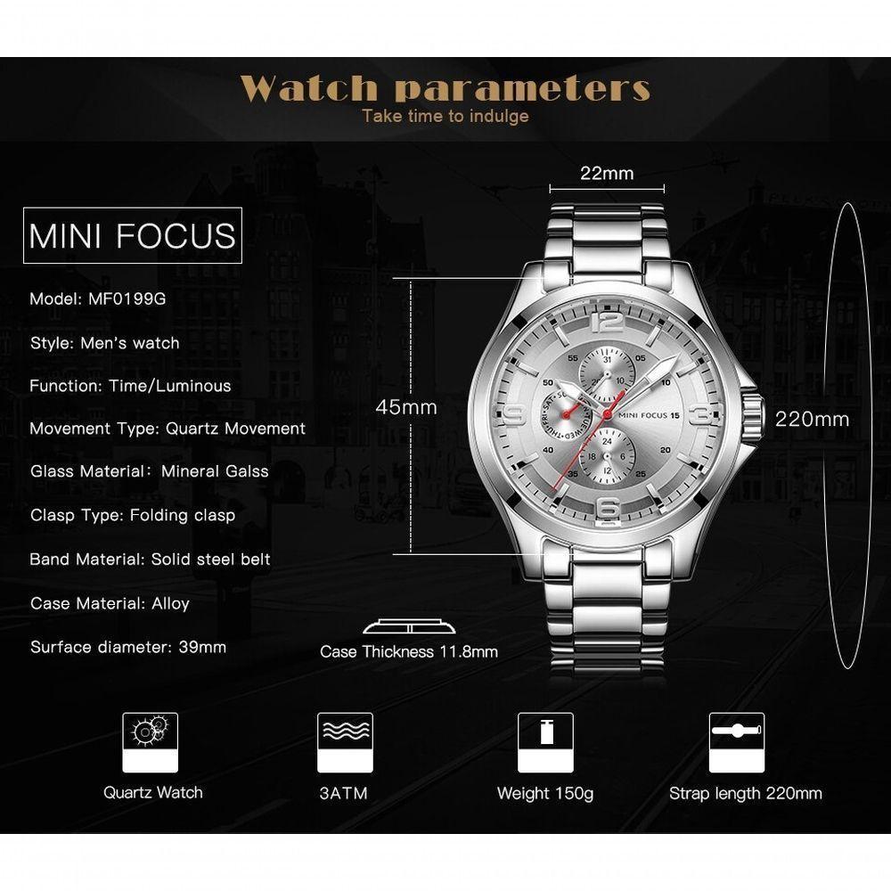 Relógio Masculino Mini Focus Mf0199g à Prova D'água Preto - 2