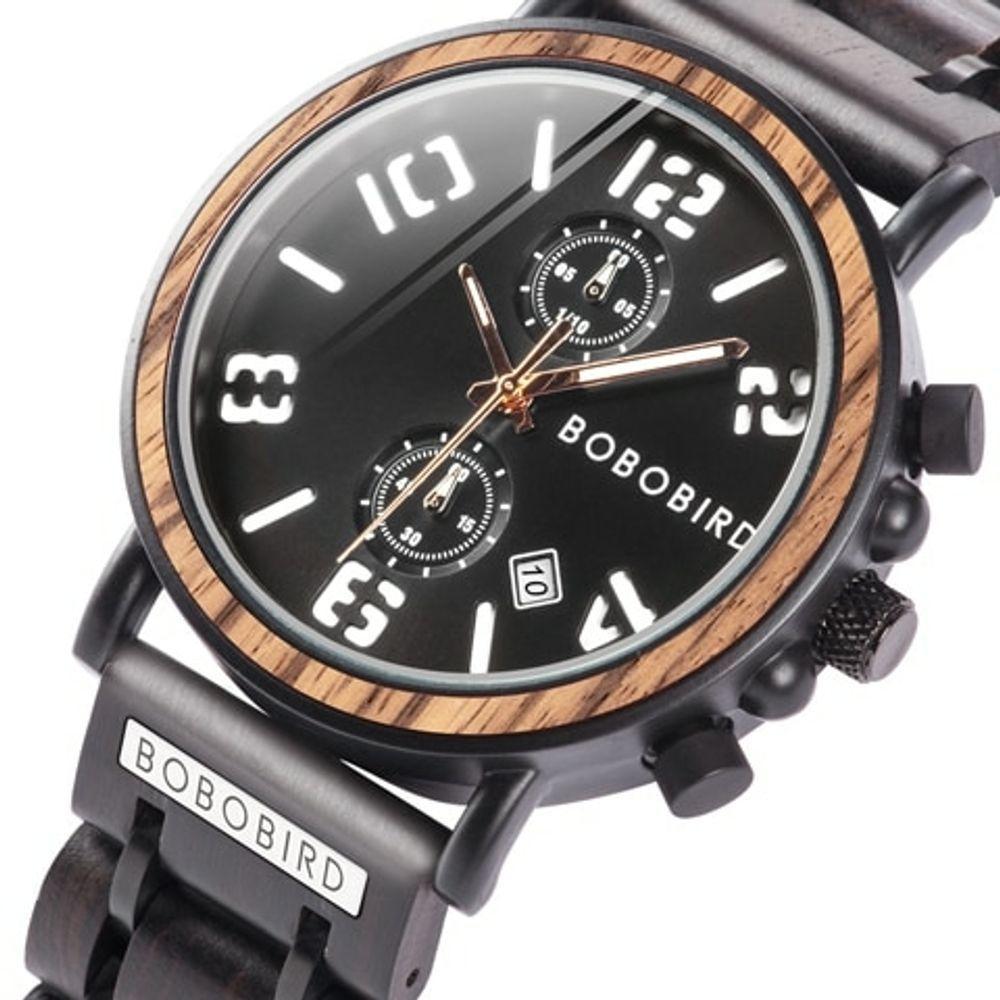 Relógio Masculino De Madeira Bobo Bird Ws263 À Prova D'Água W-S26-4 - 1