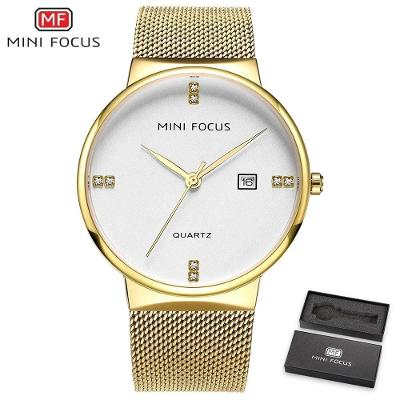 Relógio Masculino Mini Focus Mf0181g à Prova D'água Dourado