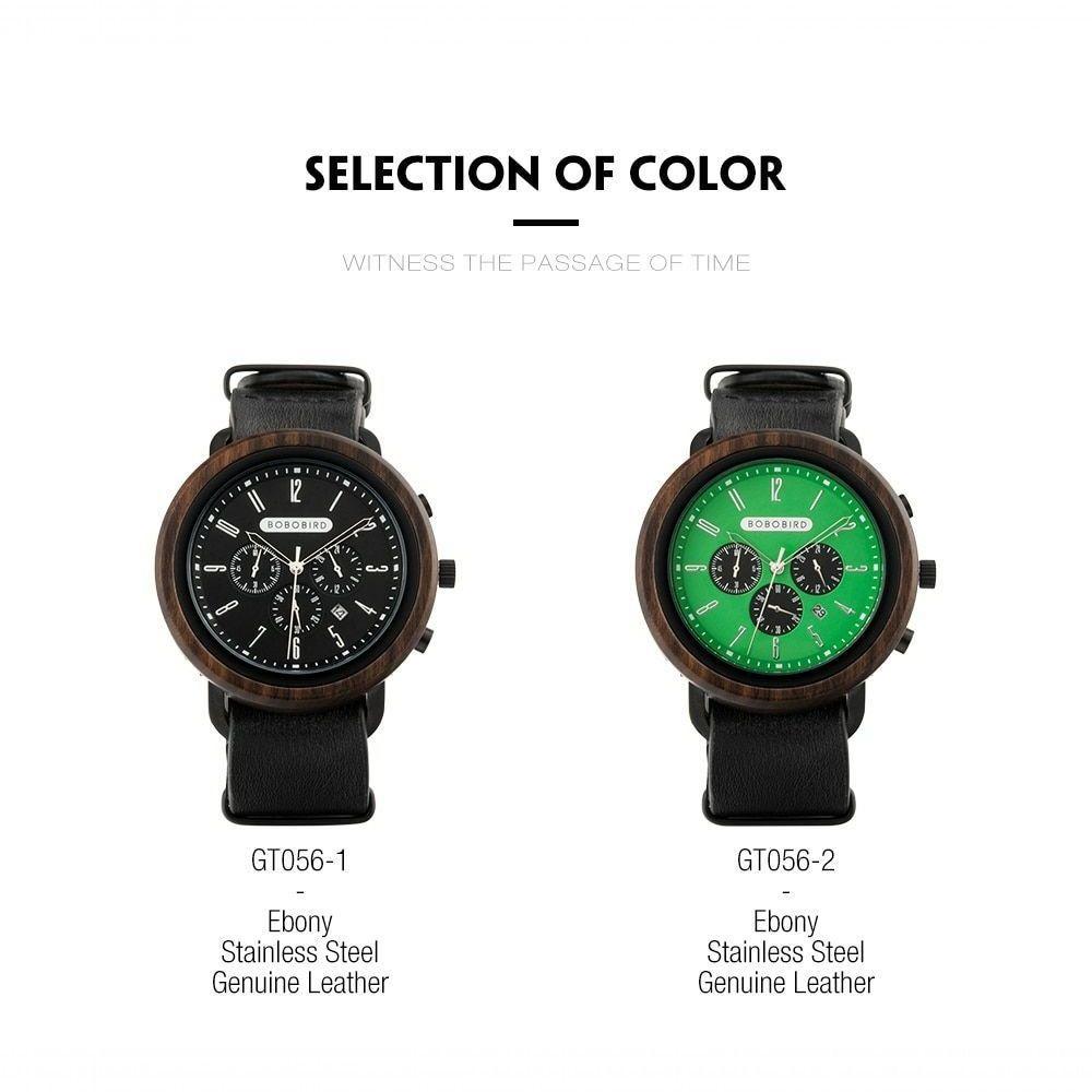 Relógio Masculino Aço Inoxidável Bobo Bird T56 À Prova D'Água Preto Sim - 3