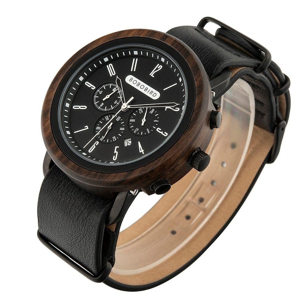 Relógio Masculino Aço Inoxidável Bobo Bird T56 À Prova D'Água Preto Sim - 9