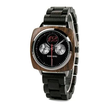 Relógio Masculino Bobo Bird Gs006 À Prova D'Água Preto