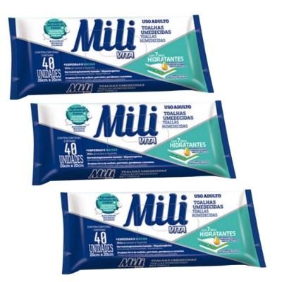 Lenço Umedecido Mili Vita 3 Pacotes com 40 Unidades