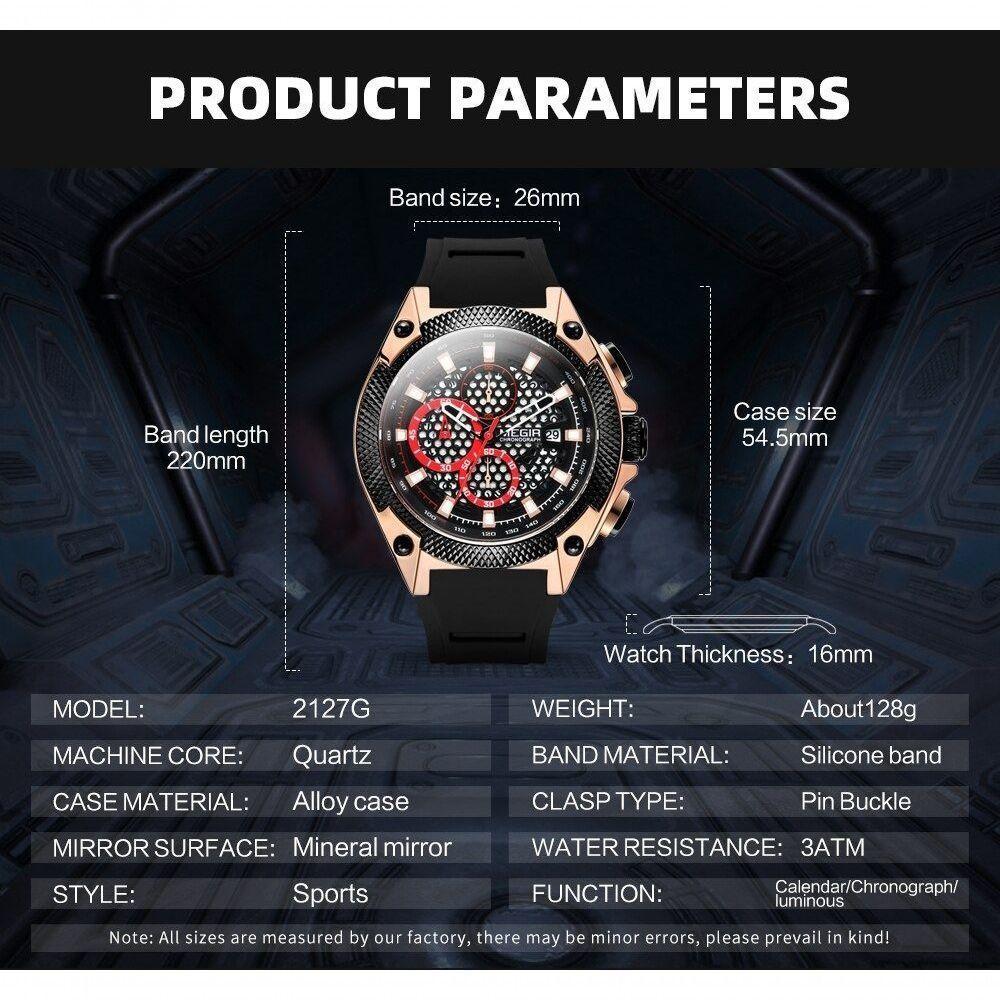 Relógio Masculino Megir 2127 à Prova D'água Azul - 2