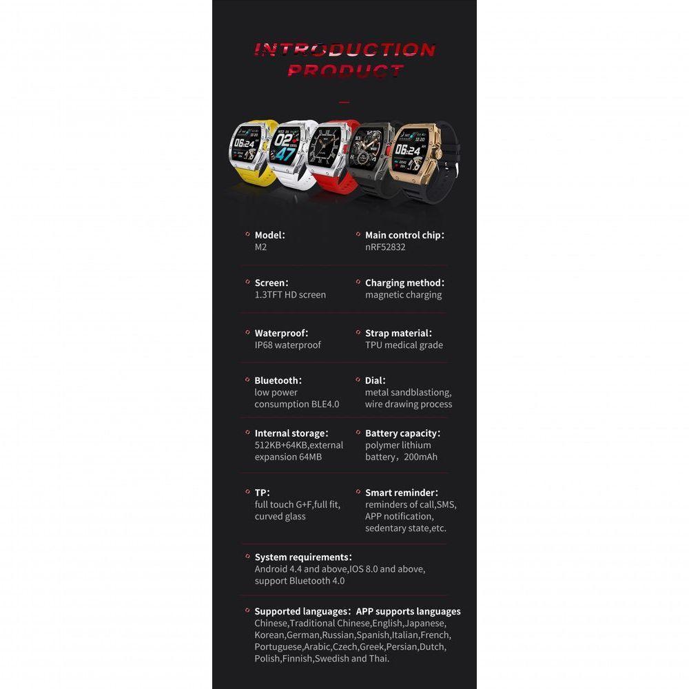 Relógio Inteligente Masculino Smartch Nrf52832 à Prova D'água Vermelho - 2