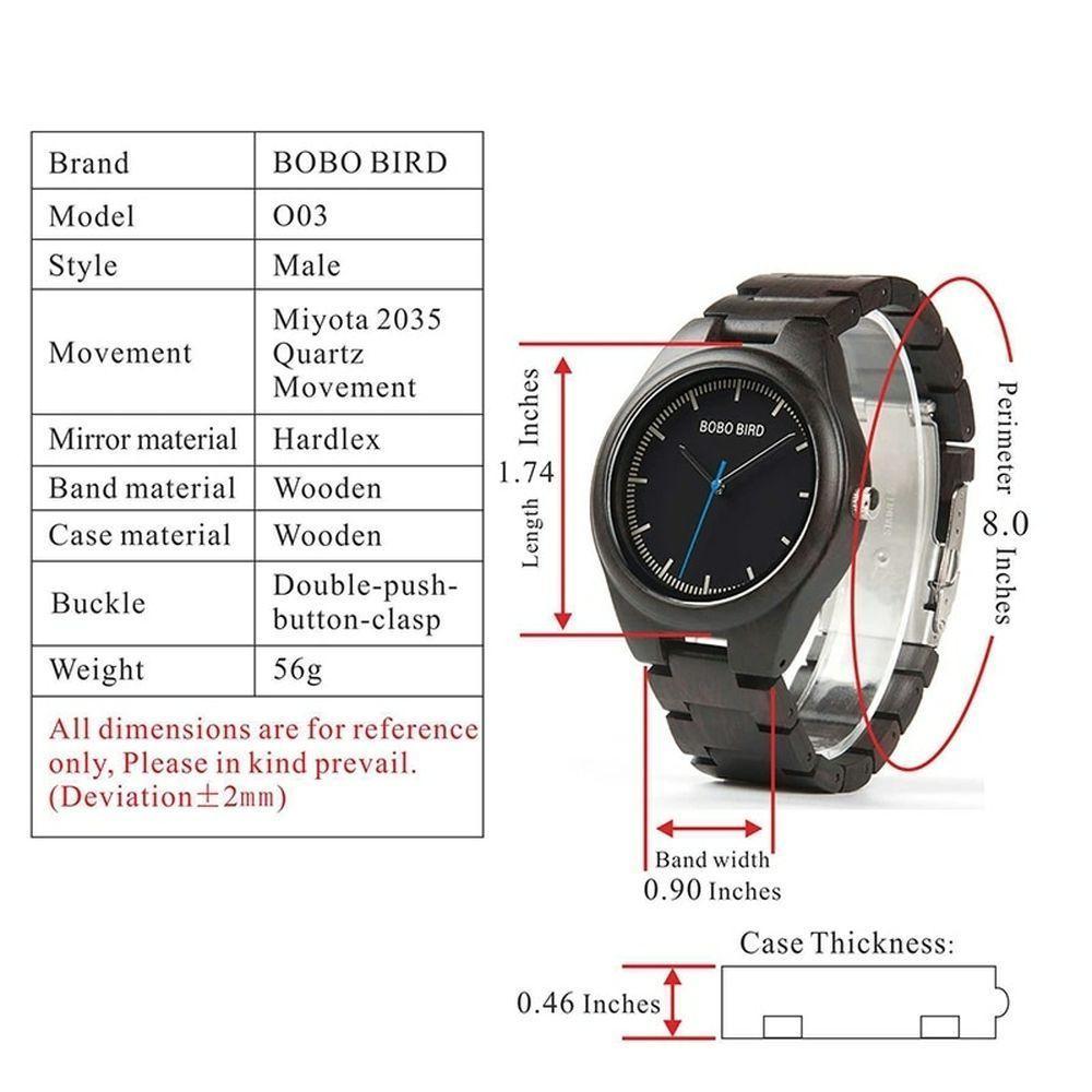 Relógio Masculino De Madeira Bobo Bird O03 Não À Prova D' Água - 6