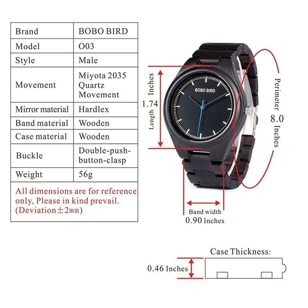 Relógio Masculino De Madeira Bobo Bird O03 Não À Prova D' Água - 10