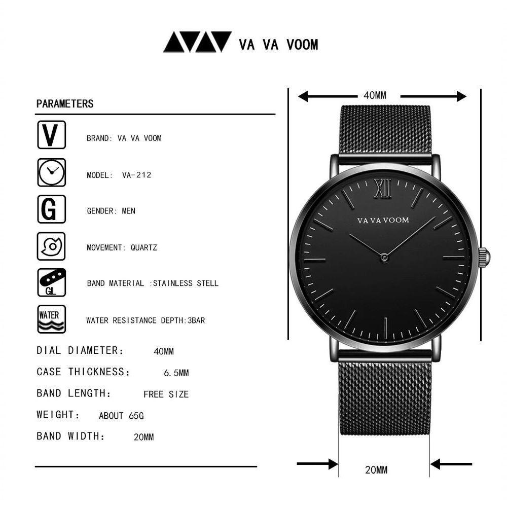 Relógio De Quartzo Masculino Va Va Voom Va-212 à Prova D'água Prata - 3