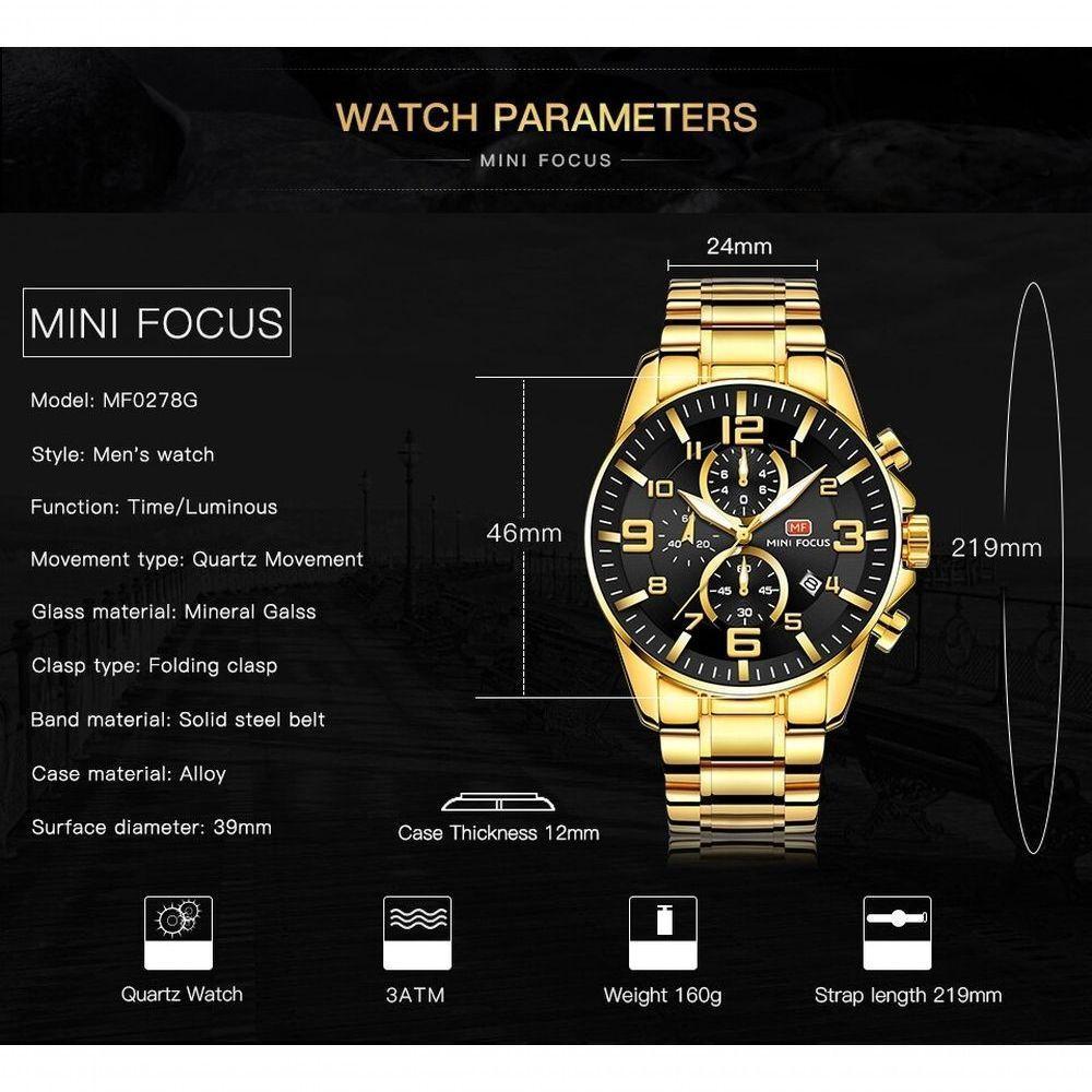 Relógio Masculino Mini Focus Mf0278g à Prova D'água Ouro - 2