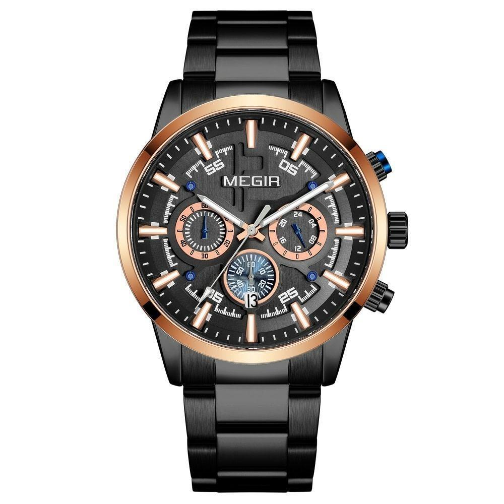 Relógio De Pulso Masculino Megir 2227 à Prova D'água Preto - 1