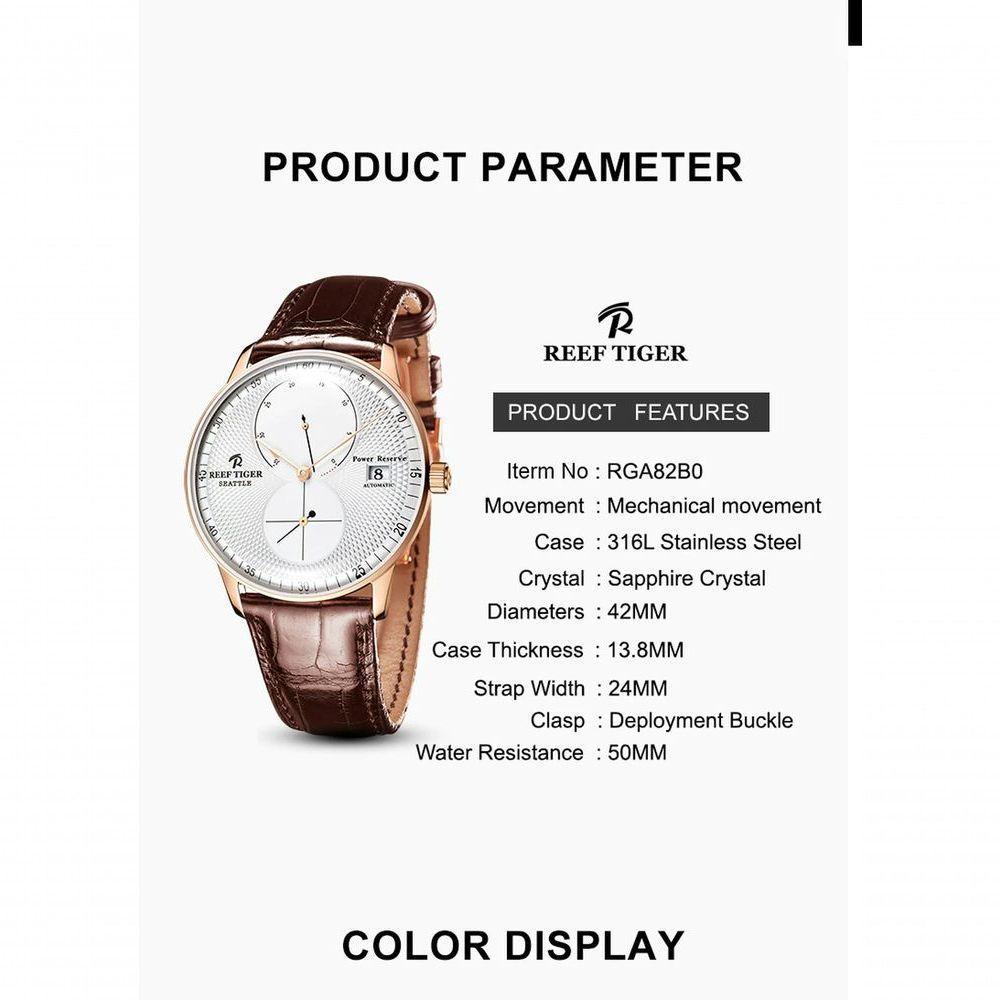 Relógio Masculino Reef Tiger Rga82b0 à Prova D'água Marrom - 3