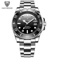 Relógio Masculino Lige 6801 à Prova D'água Preto - 1