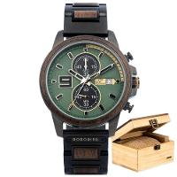 Relógio Para Homem Bobo Bird T103 à Prova D'água Verde - 1