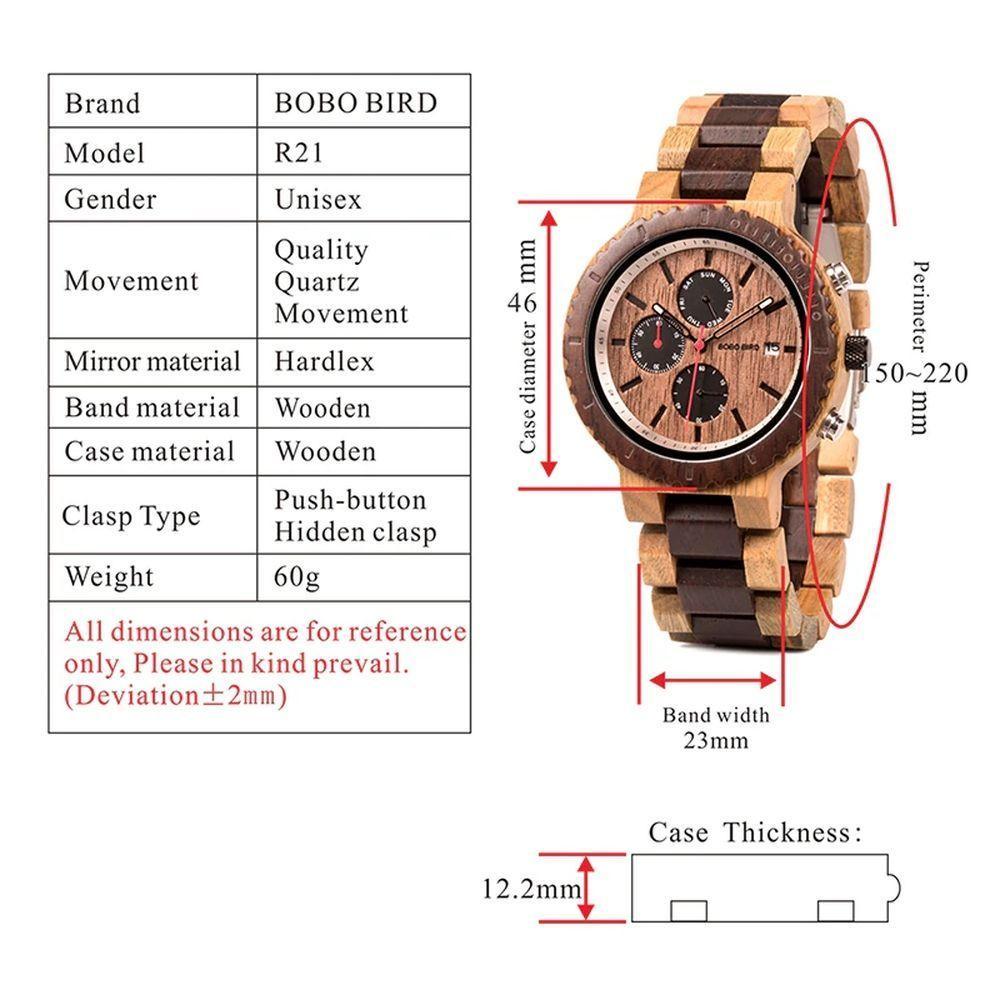 Relogio Masculino Bobo Bird W-R21 À Prova D'Água Com Caixa-1 - 4