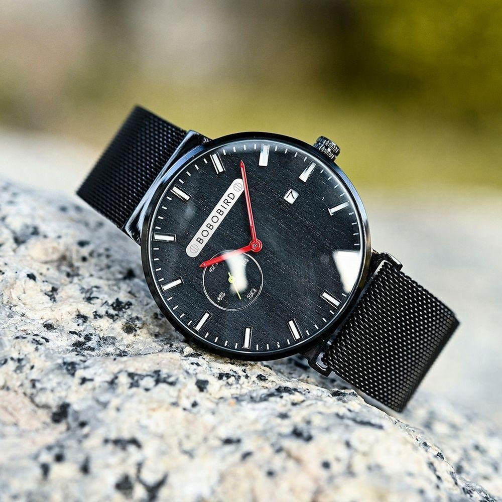 Relógio Masculino De Luxo Bobo Bird Gt049 à Prova D'água Preto - 1