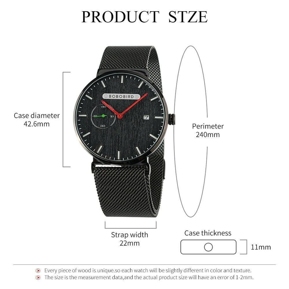 Relógio Masculino De Luxo Bobo Bird Gt049 à Prova D'água Preto - 2