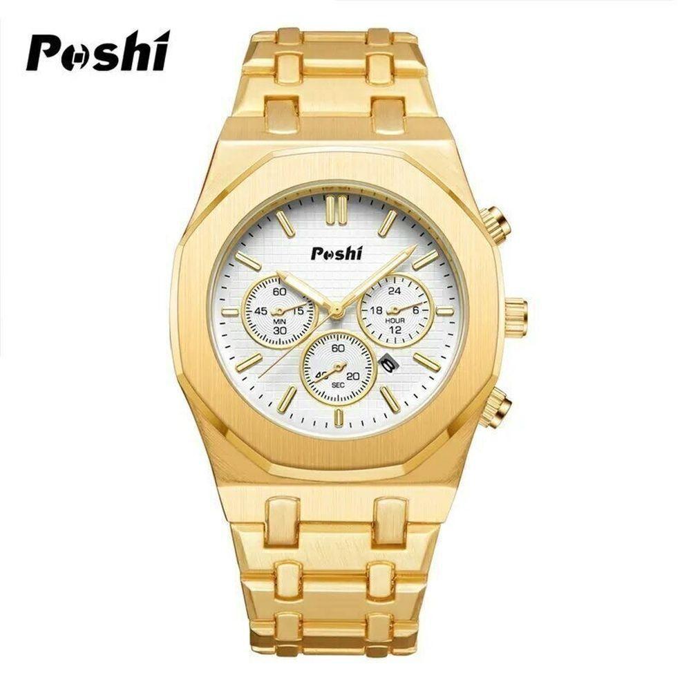 Relógio Masculino Poshi 915 à Prova D'água Branco - 1