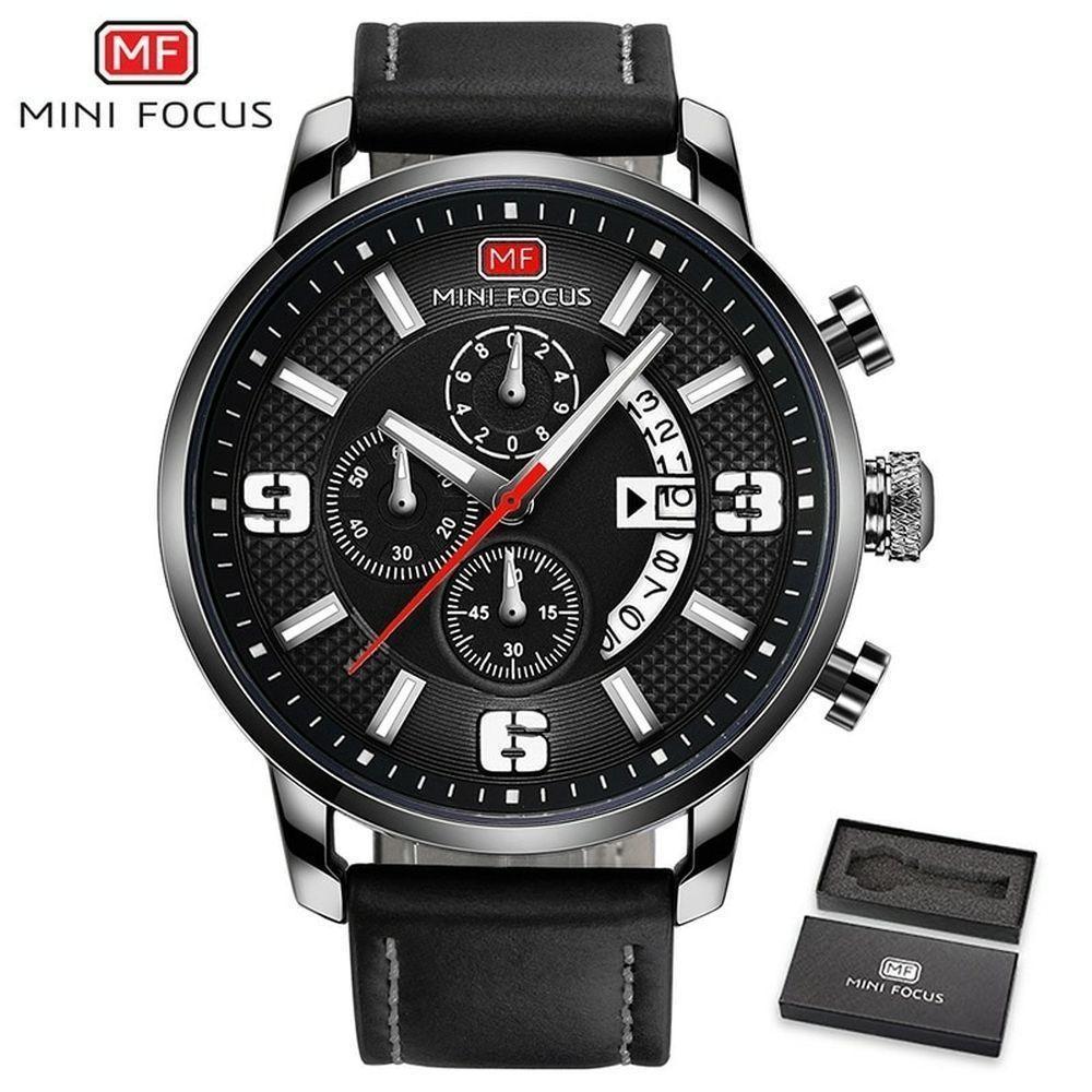 Relógio De Pulso Masculino Mini Focus Mf-0025 à Prova D'água Cinza Escuro - 1