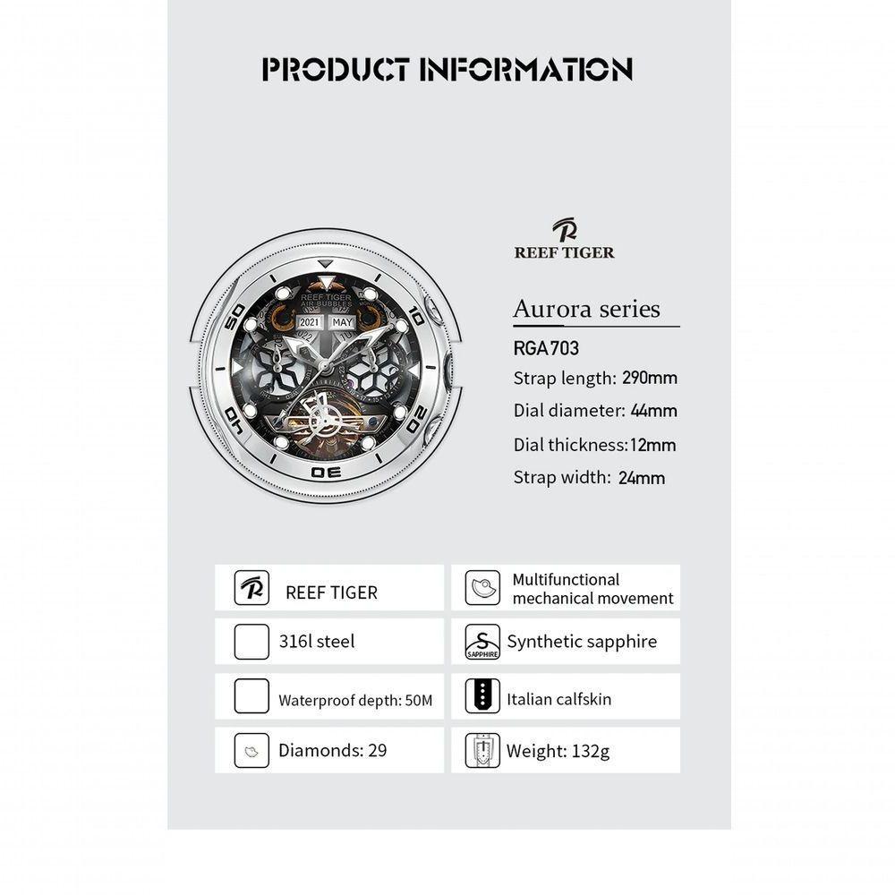 Relógio Masculino Reef Tiger Rga703-yby à Prova D'água Vermelho - 4