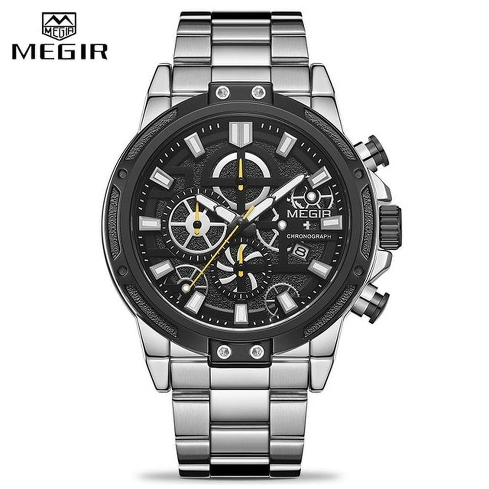 Relógio Masculino Megir 2108 à Prova D'água Prata - 1