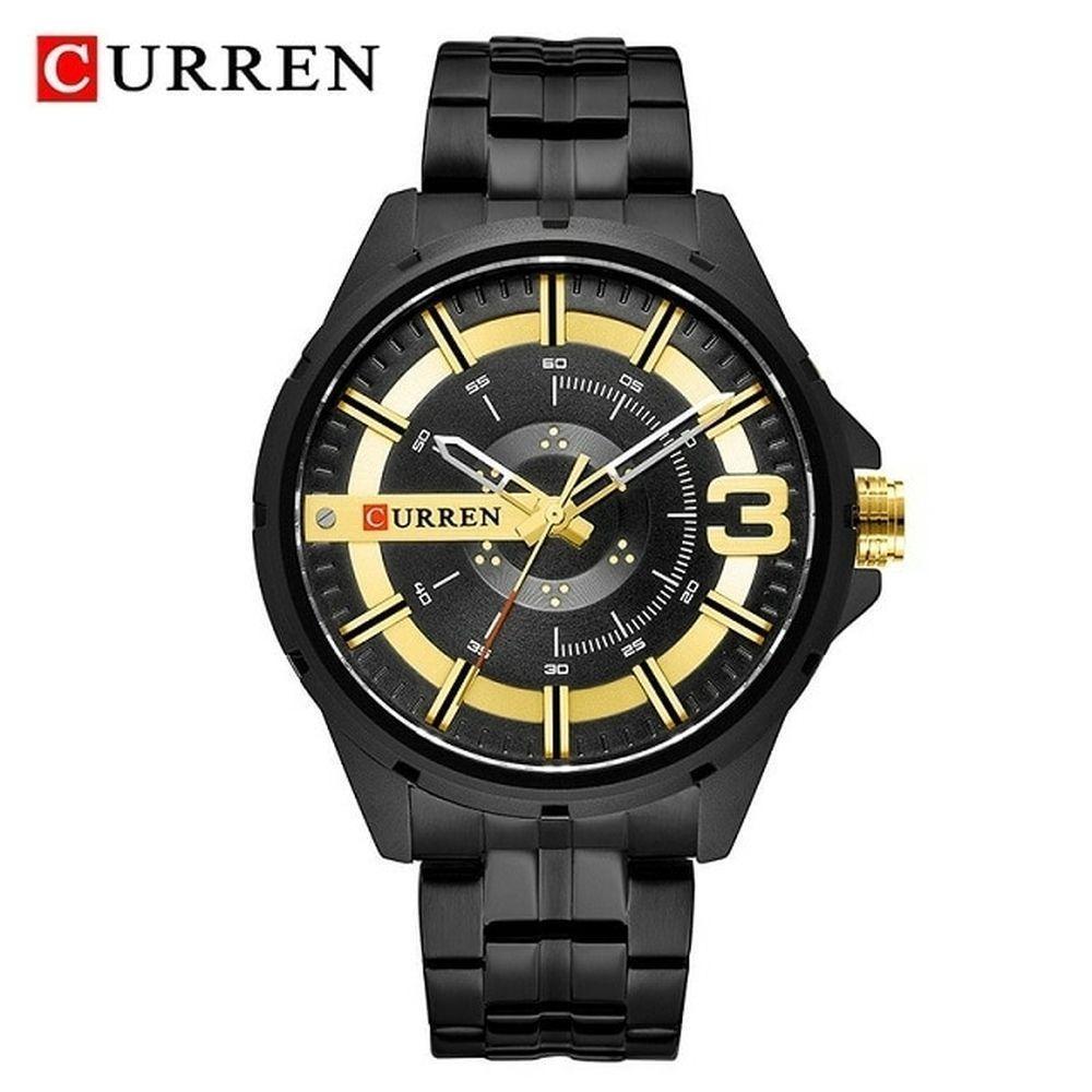 Relógio Masculino Curren 8333 à Prova D'água Ouro Preto - 1