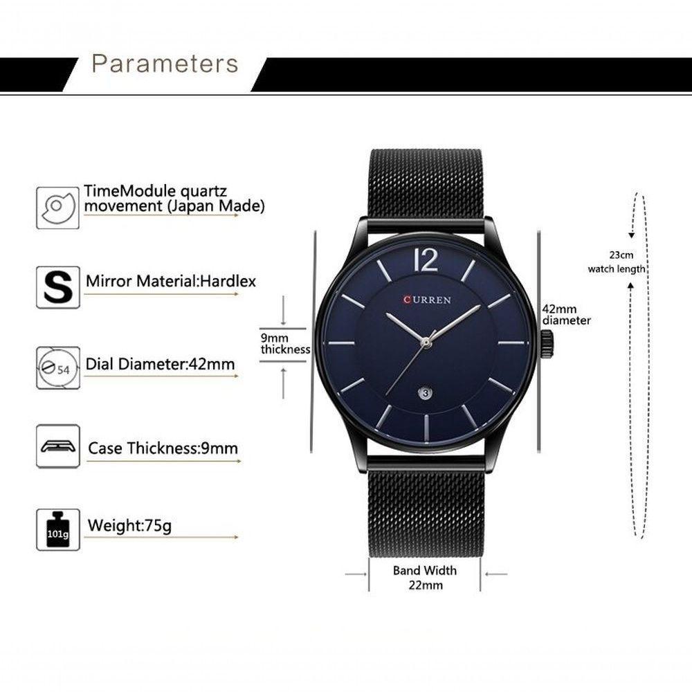 Relógio Masculino Curren 8231 à Prova D'água Preto - 2