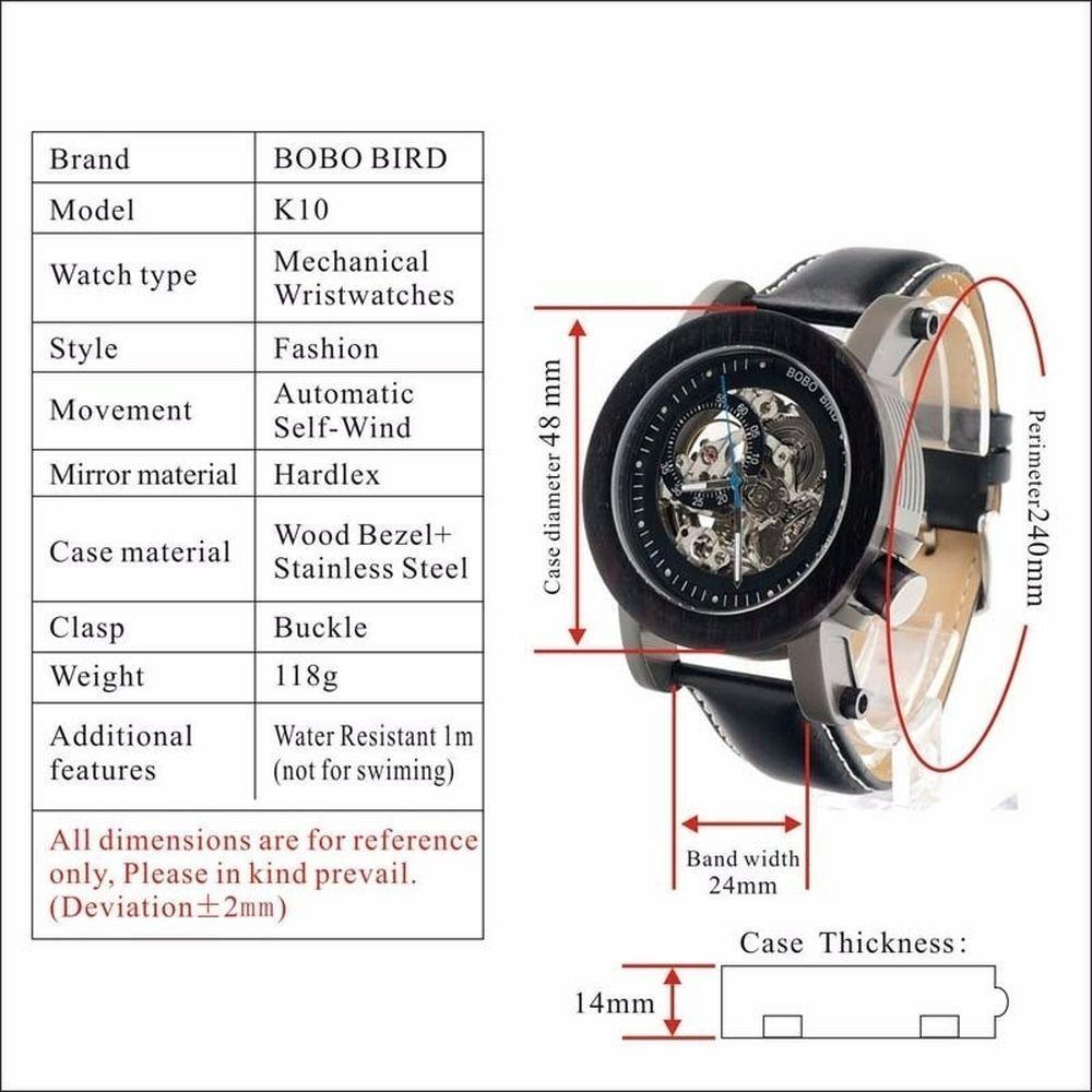 Relógio De Madeira Masculino Bobo Bird K10 Não À Prova D' Água - 2