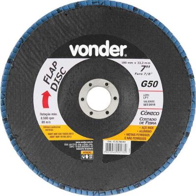 Flap Disc 7" G50 Costado Fibra Cônico P/ Aço Carbono E Inox