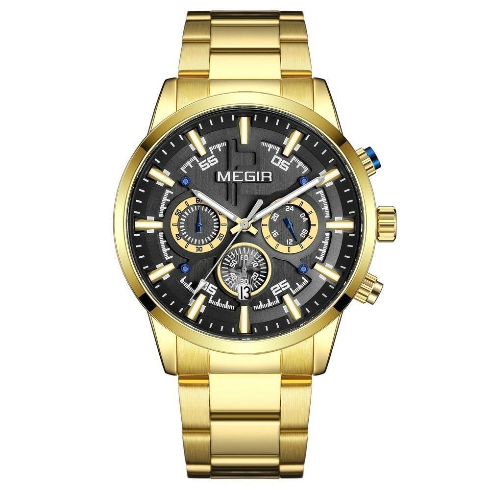 Relógio De Pulso Masculino Megir 2227 à Prova D'água Ouro - 1