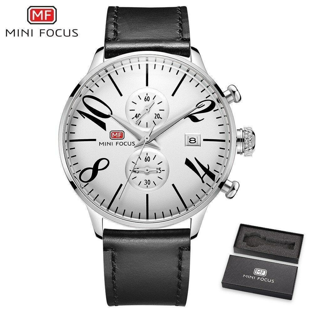 Relógio Masculino Mini Focus Mf0135-5 à Prova D'água Branco - 1