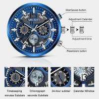 Relógio De Pulso Masculino Megir 2227 à Prova D'água Prata Preto - 2