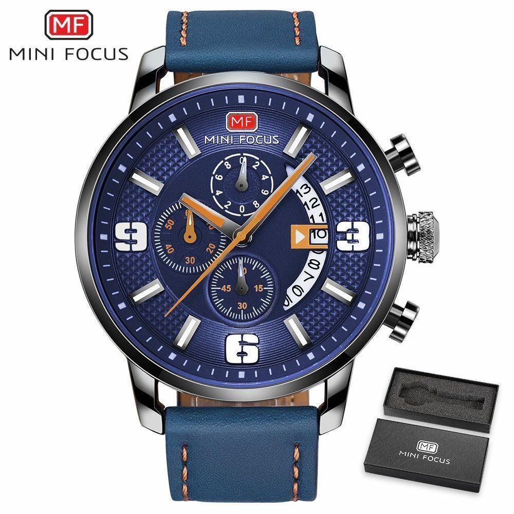 Relógio De Pulso Masculino Mini Focus Mf-0025 à Prova D'água Azul - 1