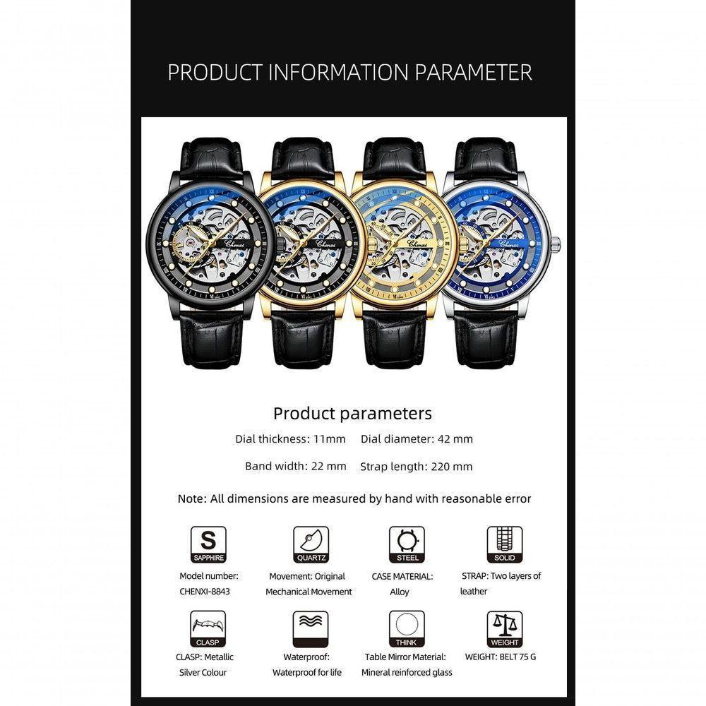 Relógio Masculino Chenxi Cx-8843 à Prova D'água Silver Blue - 2