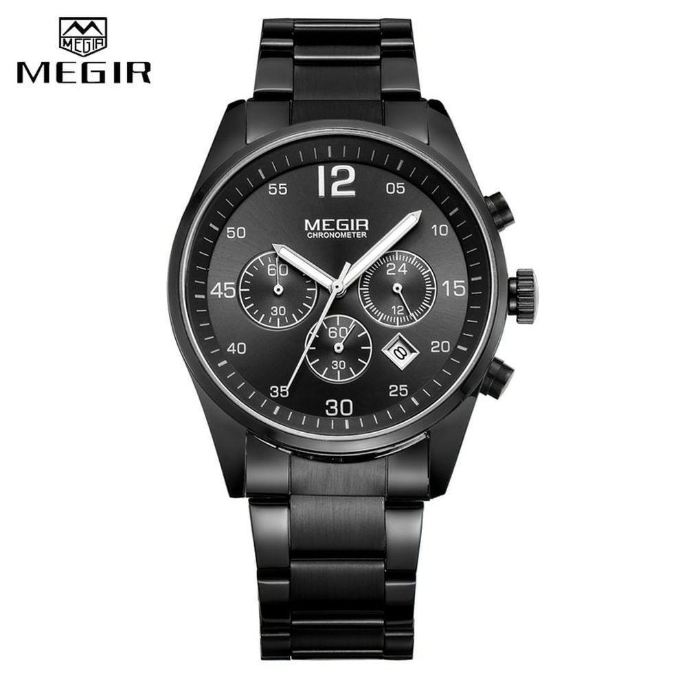 Relógio Masculino Megir 2010 à Prova D'água Preto - 1