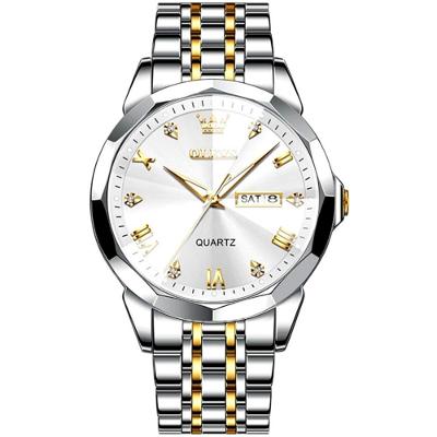 Relógio De Pulso Inox Masculino Duplo Calendário Luxo