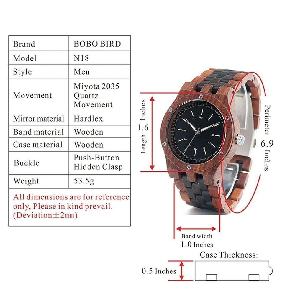 Relógio De Madeira Bobo Bird Wn18 À Prova D'Água - 4