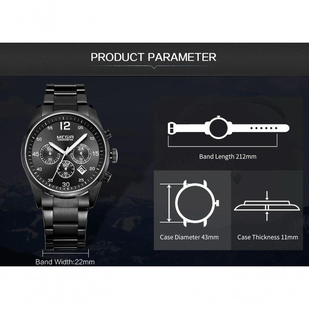 Relógio Masculino Megir 2010 à Prova D'água Cinza - 2