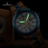 Relógio Mecânico De Madeira Bobo Bird Wq29 À Prova D'Água Azul - 2