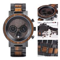 Relógio De Madeira Bobo Bird W*R01 Aço Inoxidável À Prova D'Água W-R01-2 Sim