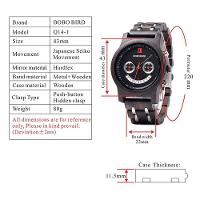 Relógio De Madeira Unissex Bobo Bird Q14 À Prova D'Água Branco - 3