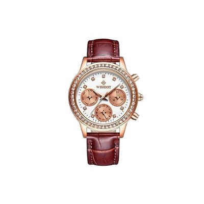 Relógio Feminino Elegante De Couro Wishdoit Wsd-13n à Prova
