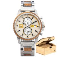 Relógio Para Homem Bobo Bird T103 À Prova D'Água Branco - 1