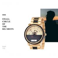 Relógio Mecânico De Madeira Aço Inoxidável Bobo Bird Gt043 À Prova D'Água Ouro - 3