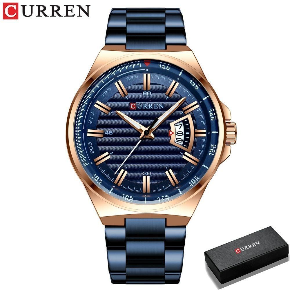 Relógio Masculina Curren 8375 À Prova D'Água Azul - 1